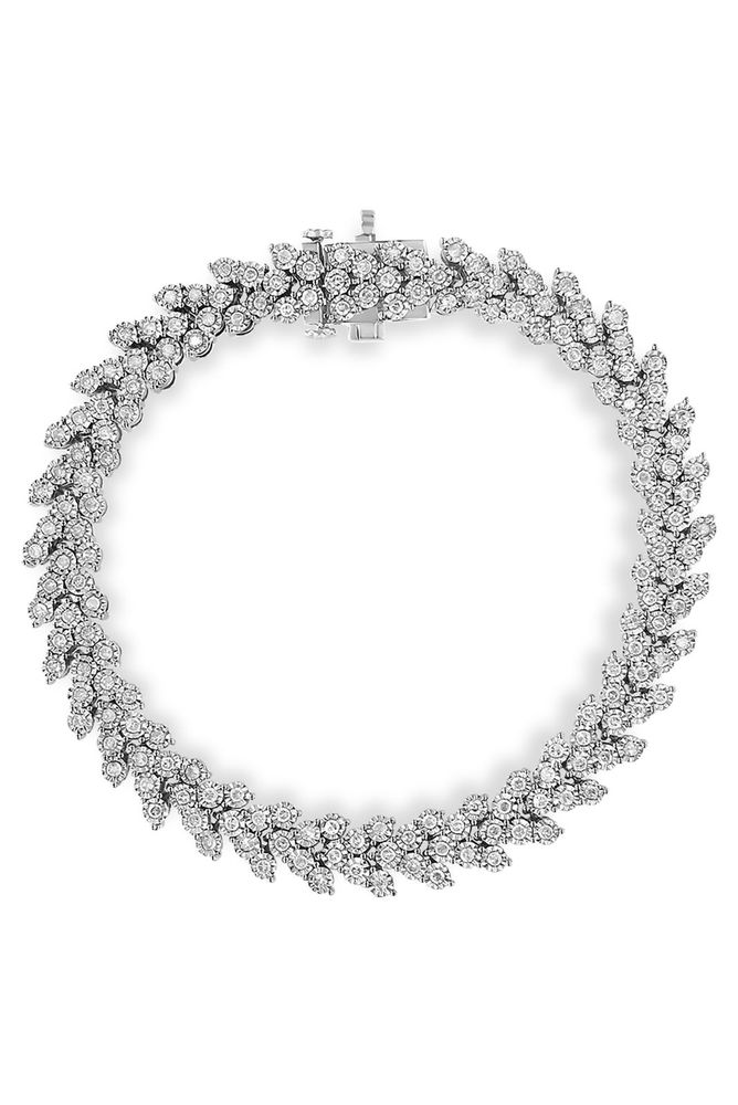 2.00 Cttw Miracle Set Diamond Laurel Wreath Link Bracelet